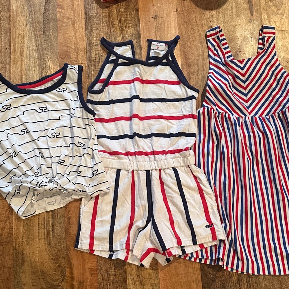 Set of 4T Vineyard Vines tank, jumper and other brand dress- Red White Blue